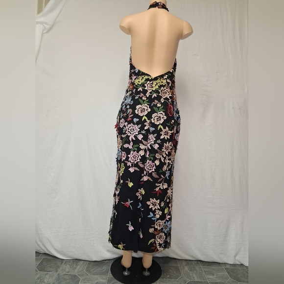 Lulu's Black Floral Backless Maxi Dress Size L - Picture 7 of 16